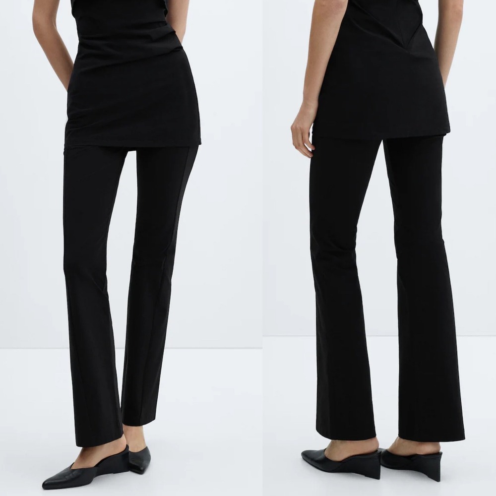 Mango High Waist Straight Trousers Black Womens Sz Medium NEW Elastic‎ Waist NWT